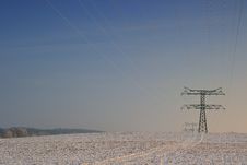 Electricity Pylon In A Field Stock Photo