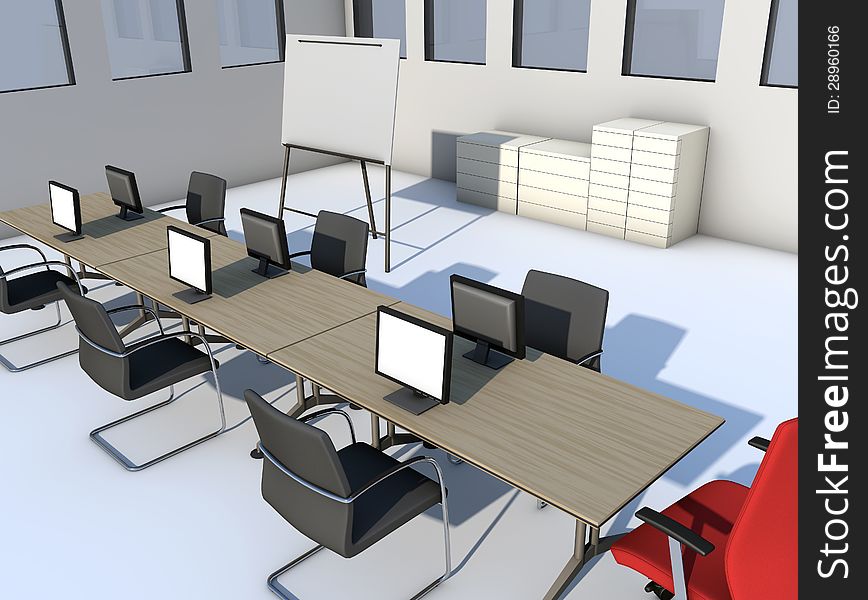 Meeting room, tables and chairs