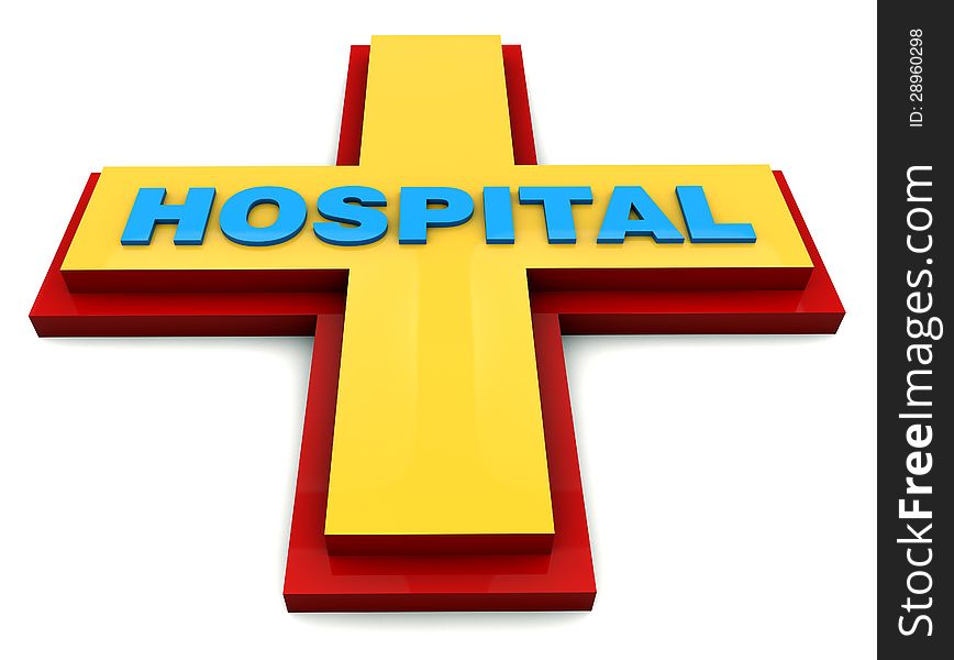 Hospital sign and white background