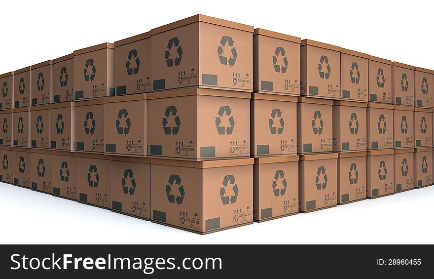 Cardboards stacked and white background