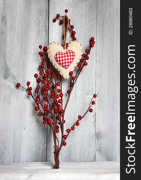 Photo of fabric heart on wooden background