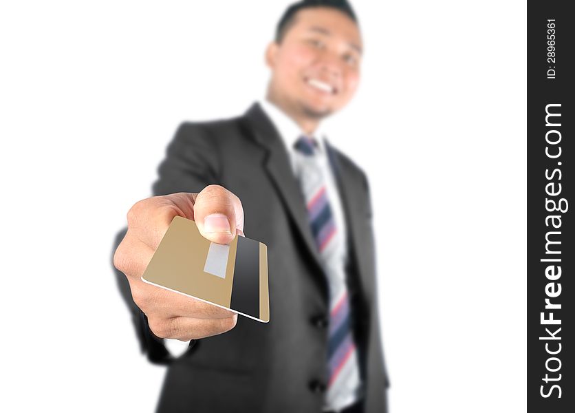 Business man showing credit card template