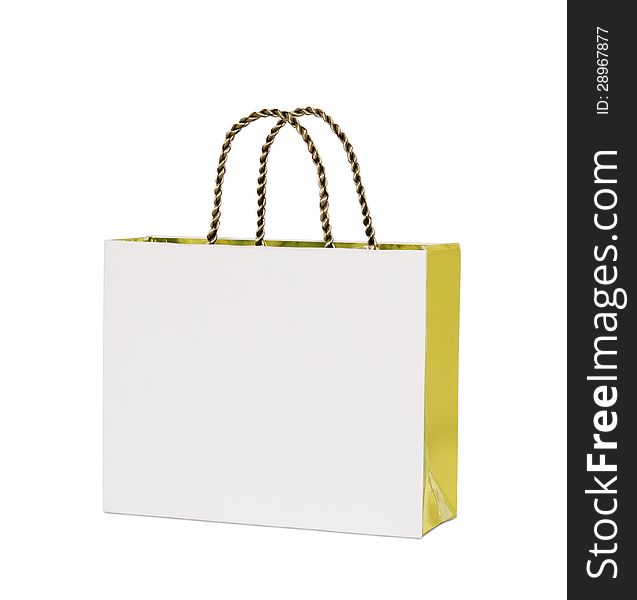 White paper bag isolated on white with clipping path