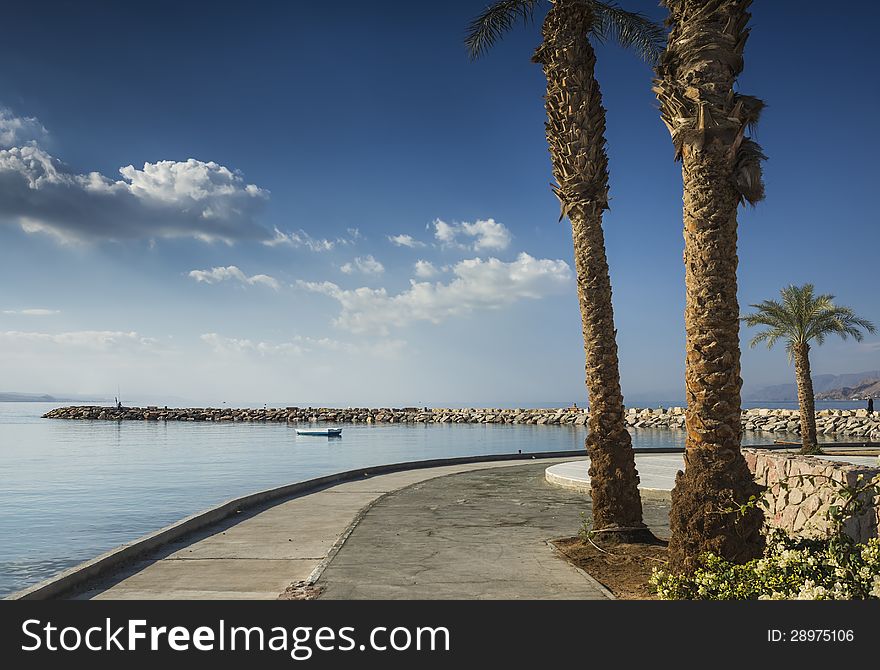 View on the Gulf of Aqaba from promenade, Eilat