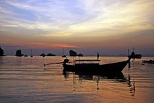 Fisherboat At Sunset Royalty Free Stock Photo Fisherboat At Sunset Royalty Free Stock Photo