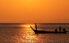 Fisherboat At Sunset Stock Images Fisherboat At Sunset Stock Images