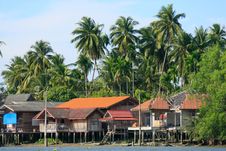 Waterfront House In Thai Style, Thailand Stock Photo Waterfront House In Thai Style, Thailand Stock Photo