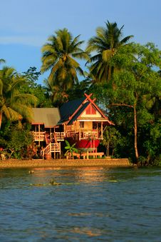 Waterfront House In Thai Style, Thailand Stock Photography Waterfront House In Thai Style, Thailand Stock Photography