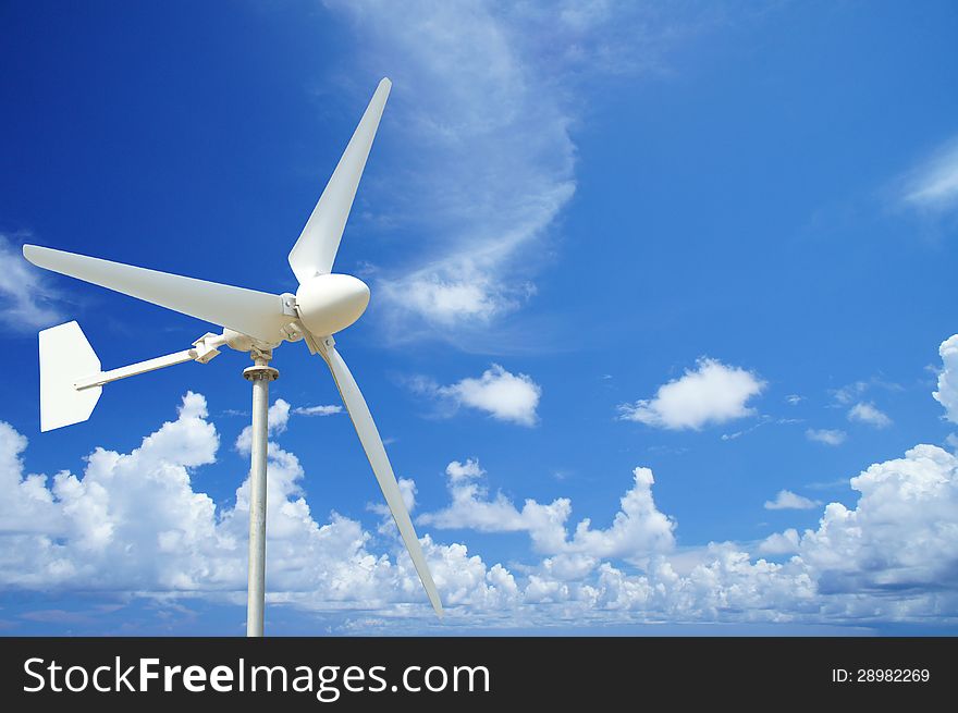 Wind Turbine and  Blue Sky - Energy Concepth