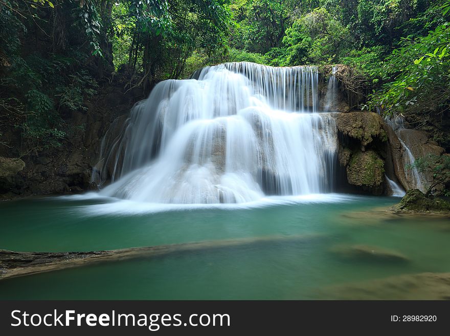 Deep forest Waterfall in Kanchanaburi, Thailand