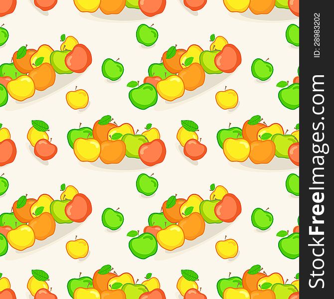 Vector Seamless Pattern With Apples