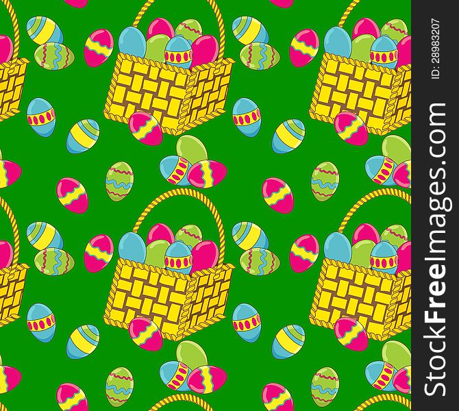 Seamless pattern with eggs and baskets. Seamless pattern with eggs and baskets