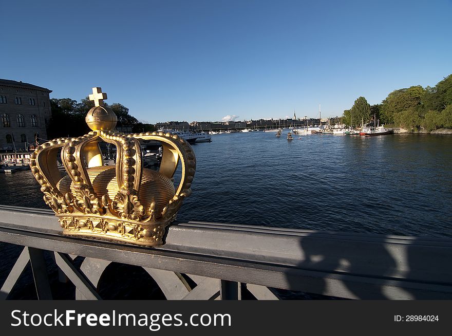 Royal golden crown in Stockholm city. Royal golden crown in Stockholm city