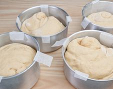 Baking Pan With The Dough For Cake Or Pie. Royalty Free Stock Photography
