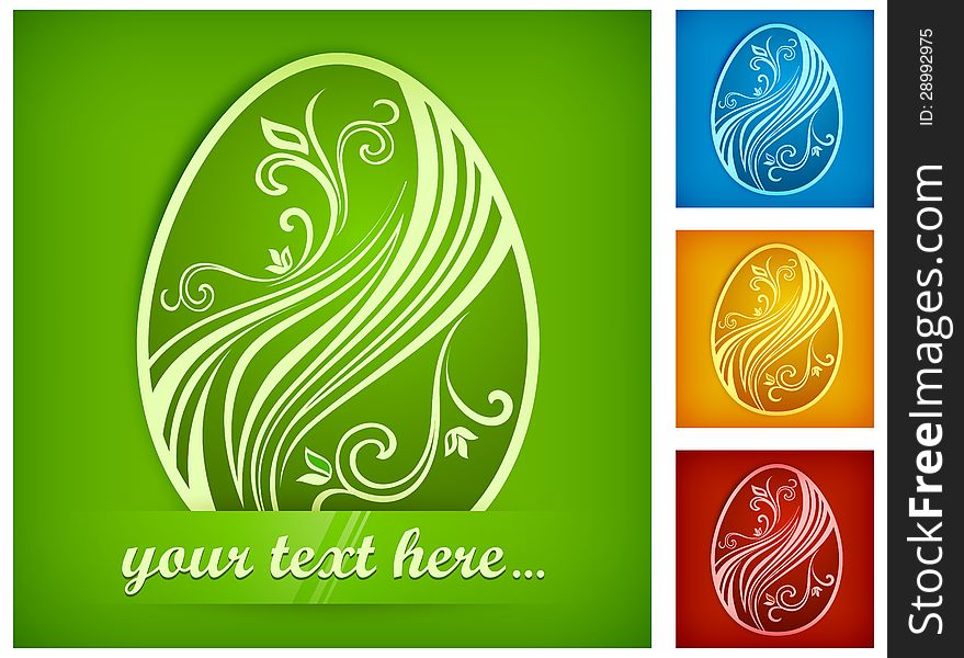 Easter egg painted by floral patterns & text on color, vector illustration. Easter egg painted by floral patterns & text on color, vector illustration