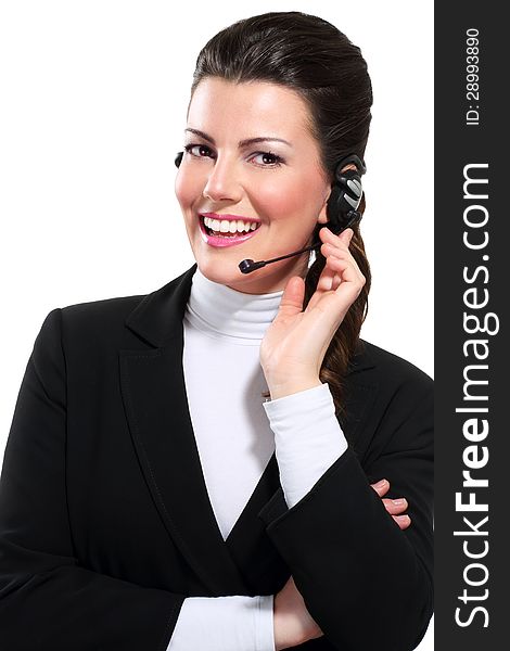 Young Beautiful  Woman Call Center