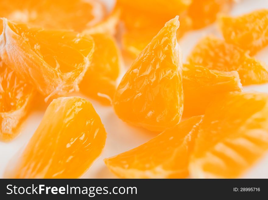 Tangerine chunks full frame closeup