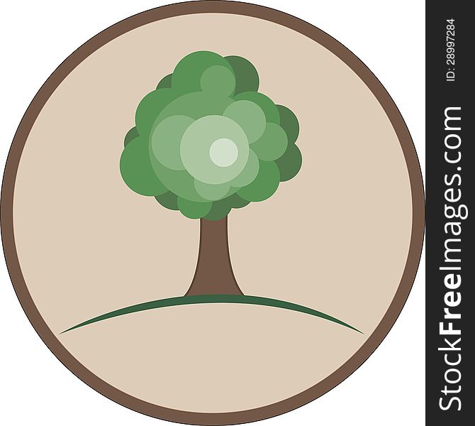 Circular logo with a picture of the tree. Circular logo with a picture of the tree