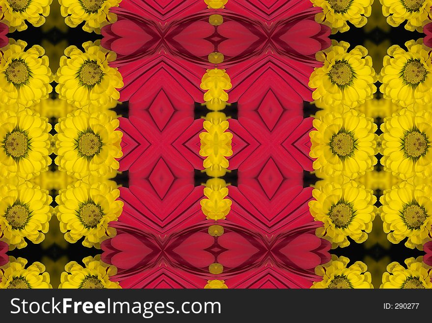 Red and yellow floral lines. Red and yellow floral lines