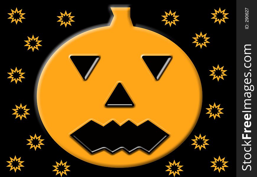 Orange halloween pumpkin on black design background