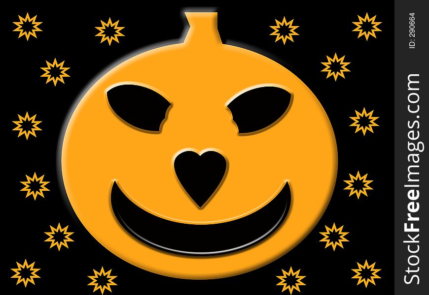 Orange halloween pumpkin on design background