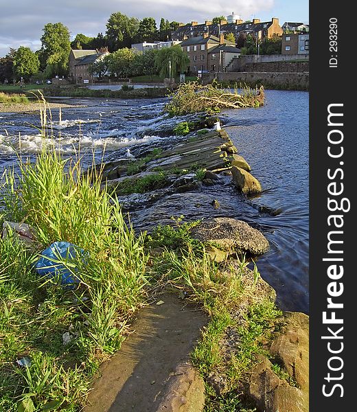 Weir across the river Nith, Dumfries, Scotland, UK. Weir across the river Nith, Dumfries, Scotland, UK