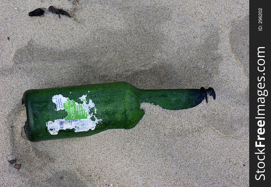 Bottle on the beach. Bottle on the beach