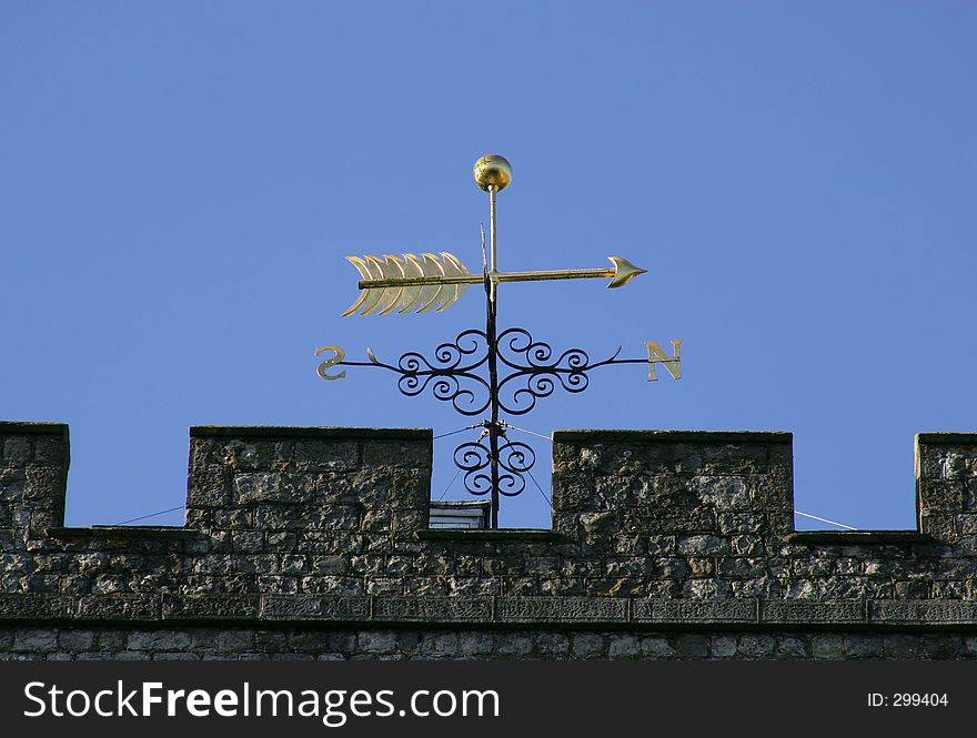 Weathervane pointing to North. Weathervane pointing to North