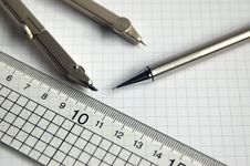 Pencil Compass And Ruler Royalty Free Stock Image