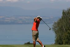 Lady Golf Swing At Leman Lake Stock Image Lady Golf Swing At Leman Lake Stock Image