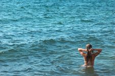 Female Torso On Sea Backgroung Stock Photos Female Torso On Sea Backgroung Stock Photos