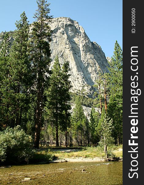 Mountain Cliff With River