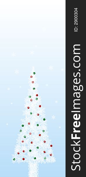 Illustration of Christmas tree on blue background