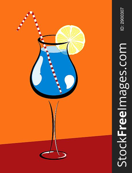 Color illustration of blue curacao cocktail drink