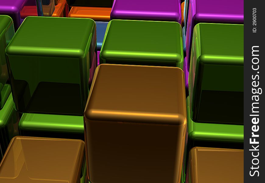 Various 3d cubes together forming an unleveled surface. Various 3d cubes together forming an unleveled surface