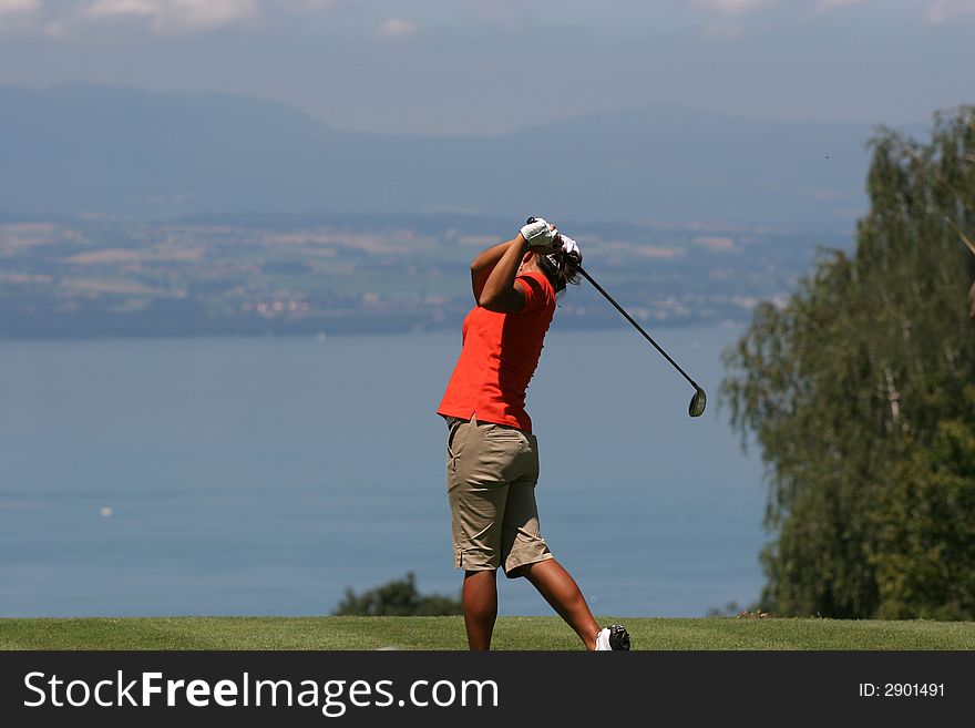 Lady Golf Swing At Leman Lake