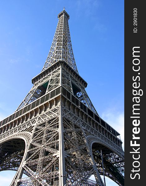 Eiffel Tower and Blue Sky in Paris France