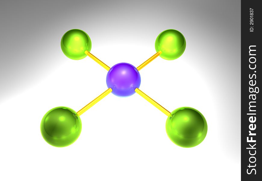 3d rendering of network node with 5 elements. 3d rendering of network node with 5 elements