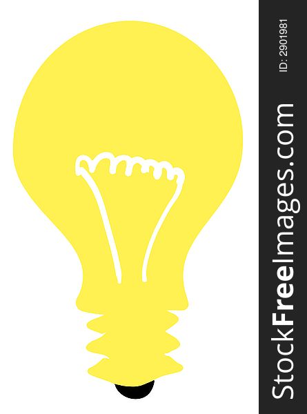 Illustration of light bulb (yellow silhouette with white filament)