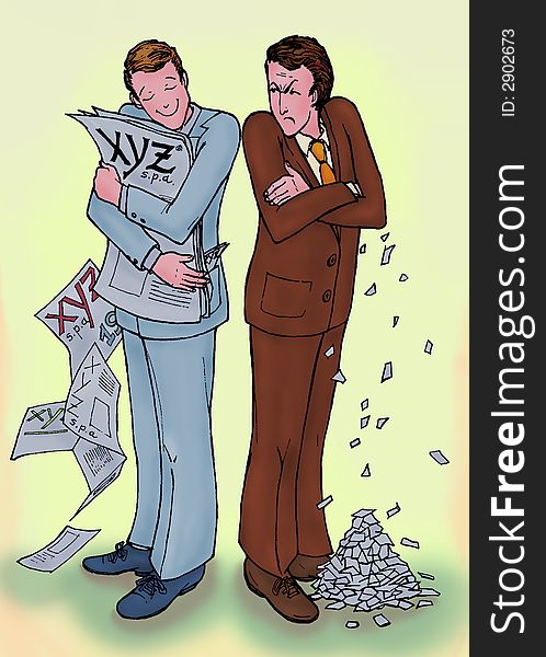 Illustration of businessmen with business statements. Illustration of businessmen with business statements