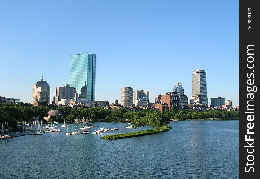 Back Bay skyline including the Hatch Shell. Back Bay skyline including the Hatch Shell.