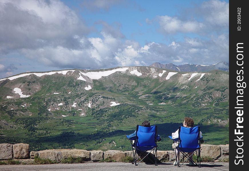 These two ladies enjoy the high alpine sun in Rocky Mountain National Park. These two ladies enjoy the high alpine sun in Rocky Mountain National Park.