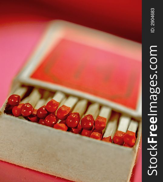 Matches of red color in a box