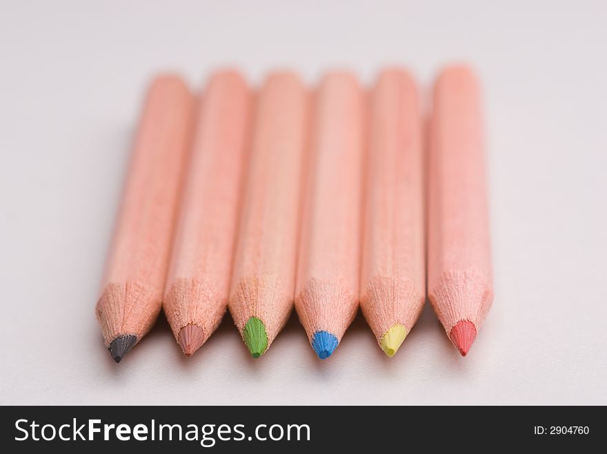 Wooden pencils in various colours. Wooden pencils in various colours.
