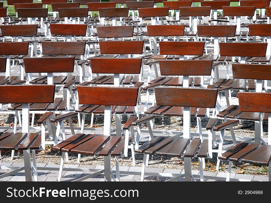 Rows of empty outdoors cinema seats. Rows of empty outdoors cinema seats.