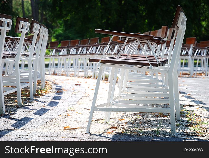 Rows of empty outdoors cinema  seats. Rows of empty outdoors cinema  seats.