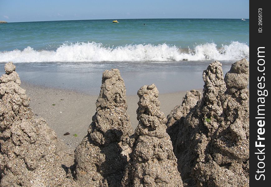 Sand castle on the beach