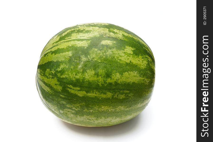 A whole uncut watermelon on a white background. A whole uncut watermelon on a white background.