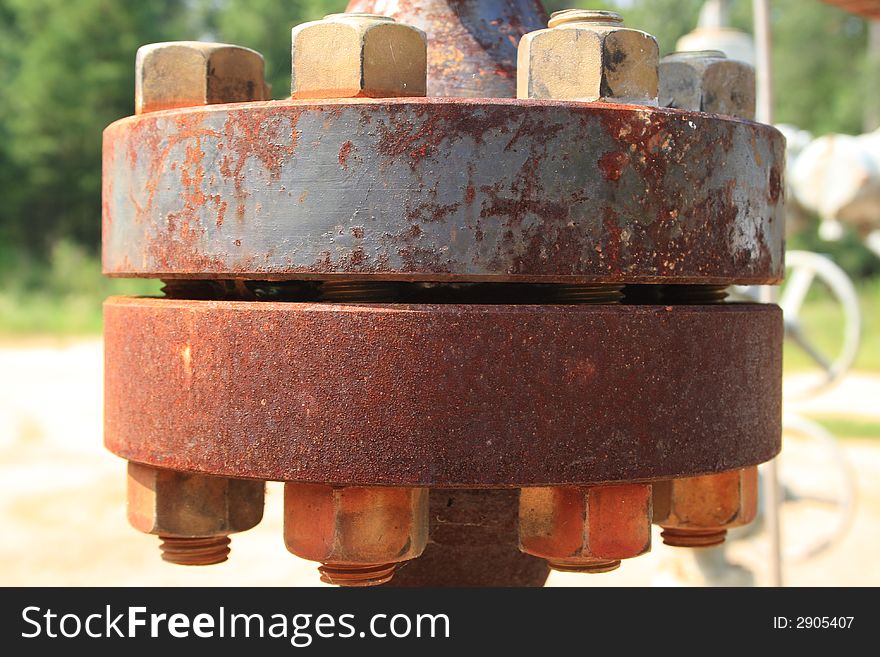 Rusty industrial fittings in crystal clear detail.
