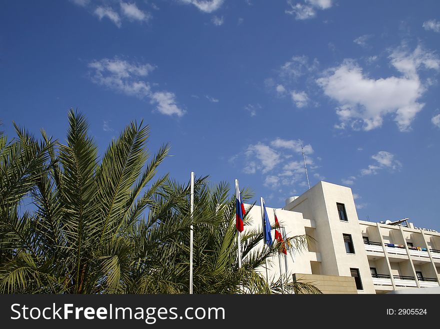 A photo of modern industrial building and sky